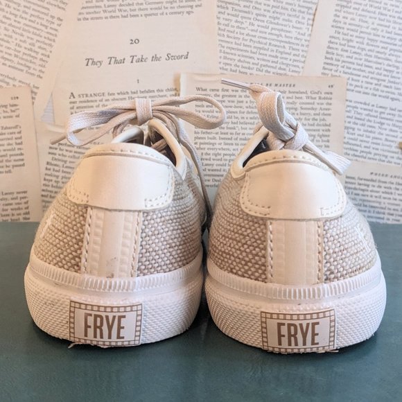 Frye Gia Canvas Low Lace Up Off White Jute Neutral Boho Size 6.5 - Picture 3 of 8